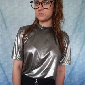 VTG Silver Metallic Blouse